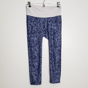 PRISMSPORT Paisley Capri Legging Blue + White Small